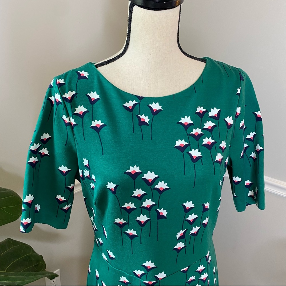 BODEN Leonie Ponte MIDI Dress in Forest Green - Picture 5 of 12